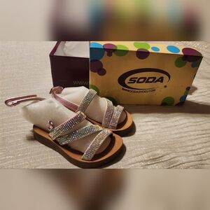 Toddler Girl Soda Bling Sparkle Sandals Size 5 New